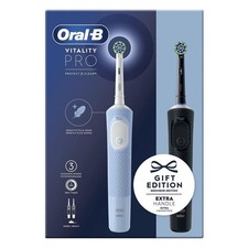 BRAUN ORAL-B Spazzolino Elettrico Ricaricabile Vitality Pro Duo, Nero e Blu