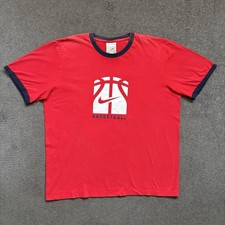 T-shirt Nike Basketball Ringer vintage anni 00 NBA manica corta XL rossa