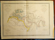Antica mappa Mondo Antico Rosa dei Venti 1864
