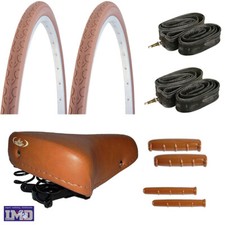 Sella Molle + MANOPOLE + COPERTONI e CAMERE 26 x 1 3/8 - Marrone da bici