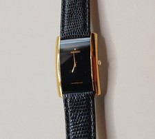 Orologio al quarzo da uomo Movado 1881 Tank cassa curva ref. 87C1450 placcato oro nero 