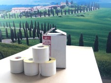 4 ROTOLI ETICHETTE TERMICHE ADESIVE 80X40 FORO40 ROTOLO DA ETICHETTE 1150