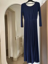 Vestito Elegante Donna Lungo Blu Paillettes 