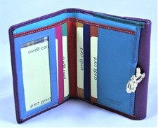 Portafogli Donna Vera Pelle Porta tessera Card Monete interno multicolore nuovo