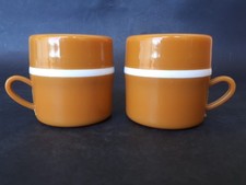 Set 2 tazzine vintage plastica termica marrone anni 70 impilabili design retro