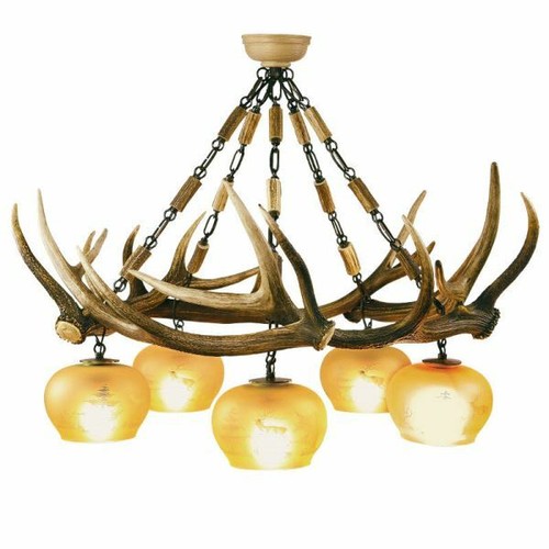 Lampadario con vere - , corna