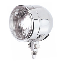 Faro universale moto alogeno metallo cromato Custom Cafe Racer mm 105 omologato