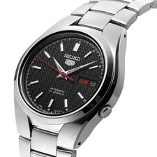 Orologio elegante uomo Seiko 5 automatico quadrante nero bracciale acciaio inox SNK607K1