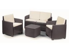 SET DA GIARDINO ETNA salottino in polipropilene effetto rattan con cuscini