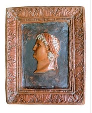 IMPERATORE ROMANO terracotta ANTICATA DA APPENDERE O MURARE 19x24 circa