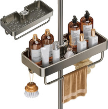Mensola per Doccia Senza Foratura, Organizer Da Bagno in Acciaio Inox, per Asta 