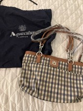 Aquascutum London borsa donna a quadri vintage tracolla bordo pelle