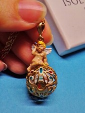 ISOLA BELLA argento 925 collana ciondolo chiama angeli smaltato placcato oro