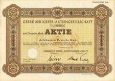 Gebrüder Kiefer Bau AG 1950 Duisburg Immobilien rara COLLANA BIANCA 800 DM cedole