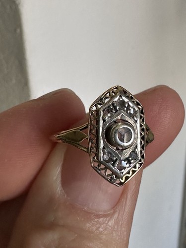 Antico anello oro diamanti - antico,