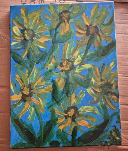 Girasole dipinto olio 40x30 - girasole,