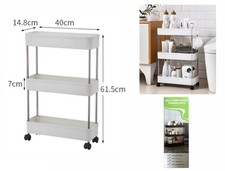 x Carrello Salvaspazio Cucina Bagno 3 Ripiani con Ruote Mobile Organizer Sottile