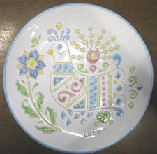 PIATTO n.4 DA APPENDERE CERAMICA LODDO -Dorgali Nuoro vintage 21,5 cm PAVONCELLA