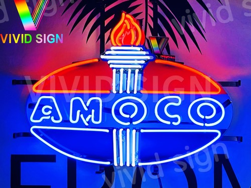 Insegna luminosa neon amoco - insegna,
