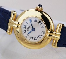 Orologio Cartier Must de Colisee Vermeil Quarzo Bianco Indice Romano SM Vintage Raro