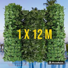 1x12 M Siepe artificiale Edera finta Recinzione rete occultamento foglie finte