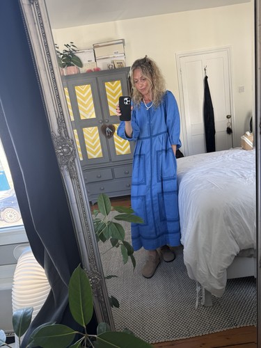 Abito midi lino blu - abito, wrap