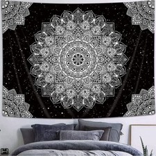 Arazzo mandala bianco e nero