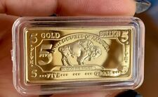 LINGOTTO DA 5 GRAMMI 100 MILLS BUFFALO AMERICANO PLACCATO ORO FINO GOLD 999/1000