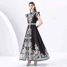 Vestito Abito Elegante Lungo Elegante Raso Nero Blu Colorato GIPSY 01947