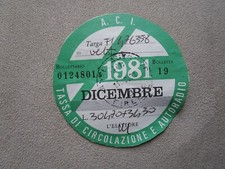 BOLLO AUTO  1981   TASSA DI CIRCOLAZIONE  A.C.I.
