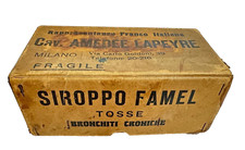 ? VINTAGE FARMACIA ARREDO VETRINA PUBBLICITA SCIROPPO FAMEL AMEDEE  Scatola Box