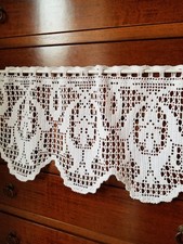 Tenda All'uncinetto, Tenda Cucina, Tenda Bianca, Tenda Piccola, Tenda Corta