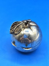 Elegante Vintage Porta Pillole Scatola Scatolina In Argento 800 Frutta Mela