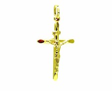 Ciondolo in Oro Giallo 18kt (750) Pendente Croce Smussata con Cristo