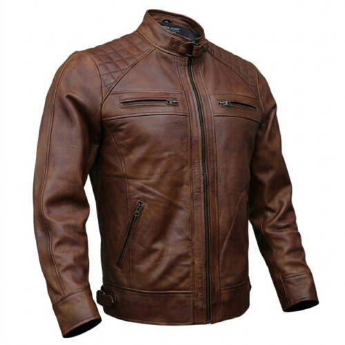 Giacca pelle uomo cafe - , racer