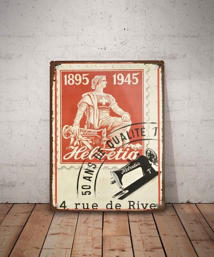 Plaque métal vintage helvetia - métal,