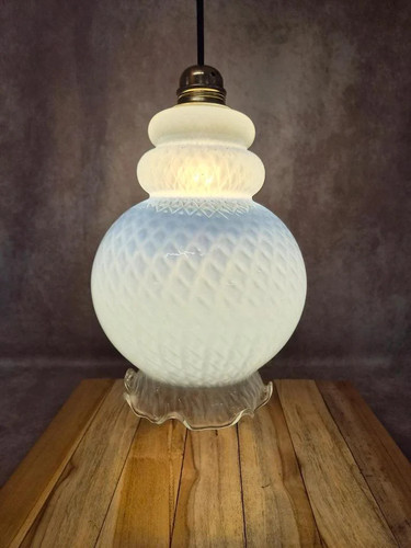 Abat jour vintage verre opalin - abat-jour,