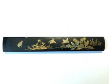 Edo periodo Giappone shakudo uccellini e fiore oro argento intarsio Kozuka spada katana 