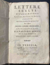 Chiari P.  Lettere scelte di varie materie piacevoli, critiche...1750