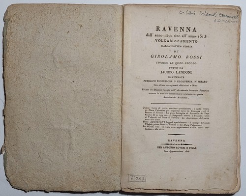Libro antico ravenna dall - libro,