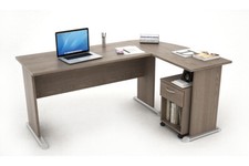 Postazione di lavoro scrivania con angolo e cassettiera ufficio casa home office