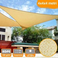 Vela Telo Parasole 4x4 mt Tenda Triangolare Ombreggiante Giardino in HDPE Beige