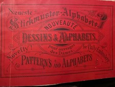 Album pattern di ricamo lettere alfabeto su carta millimetrata anni 20