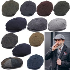 Cappello Peaky Blinders Newsboy berretto piatto spina di pesce tweed lana panettiere ragazzo Gatsby