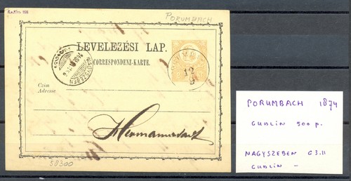 Ungheria 1874 card pm - ps,