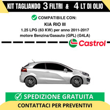 Tagliando per KIA RIO III 1.25 LPG 63 kw - 4 Lt di Castrol + 3 Filtri anno 20...