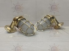 Brass Milk Glass Wall Light