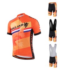 Holland Team Abbigliamento Ciclismo Maglia Bici Riflettente e (Bib) Shorts Set Arancione