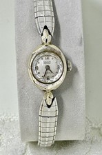 Orologio da polso Art Deco Vintage Oro Bianco 14K Gruen Precisione Donna 17 Jewel