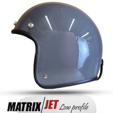Casco Moto Jet Aperto Basso Profilo Vetroresina in Grigio Asfalto